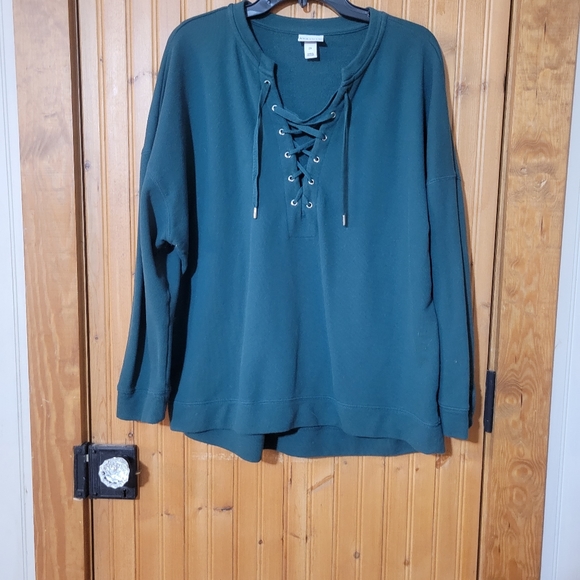 🔥Forest green plus size 2x lace front sweater - Picture 2 of 5